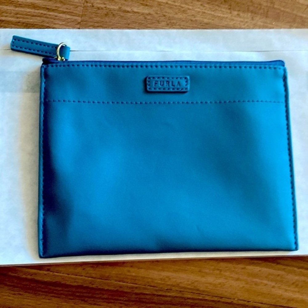Furla x Eva Air Cosmetic Pouch Teal Green Blue Green pre owned